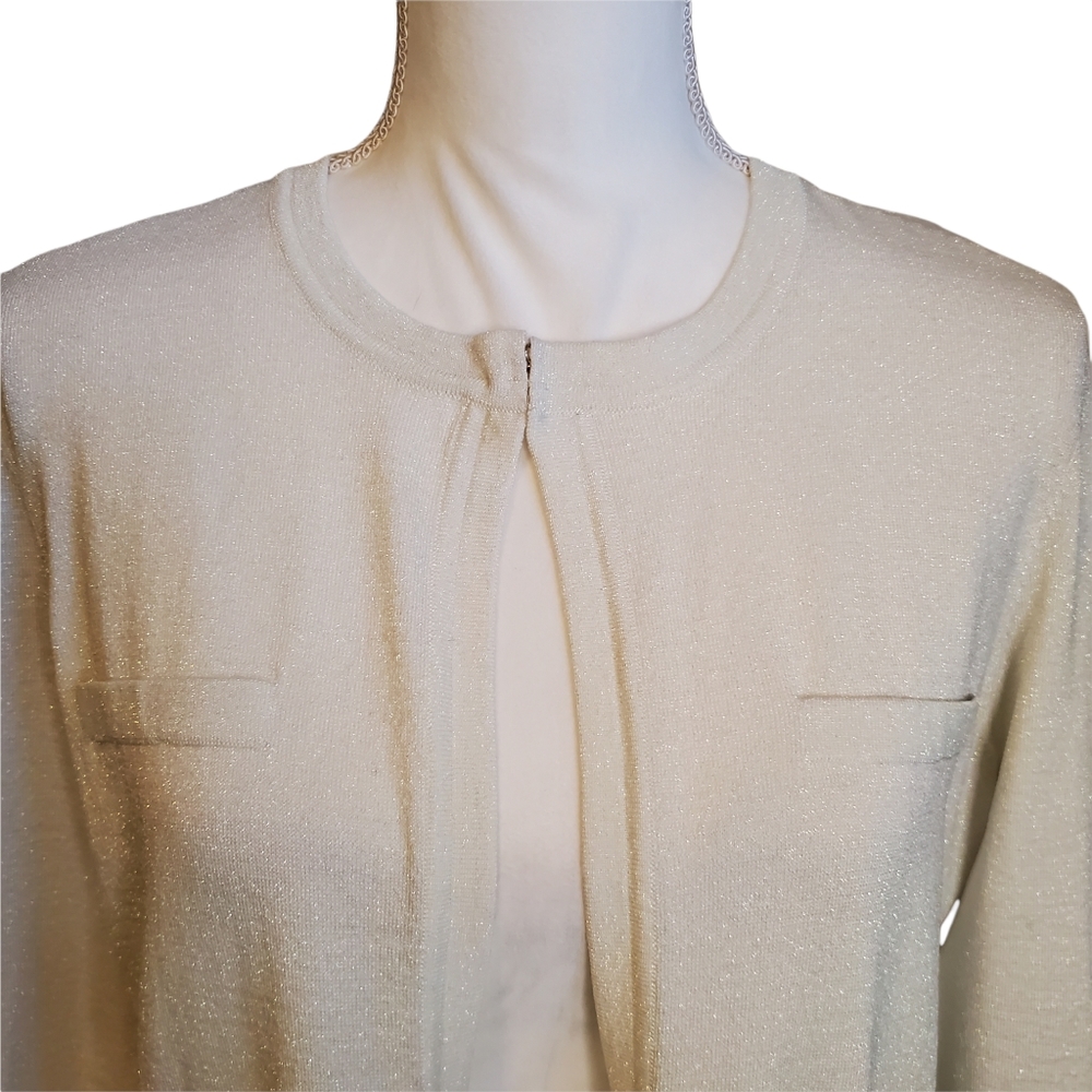 J. Mclaughlin Sparkle Metallic Top Button Open Ca… - image 2
